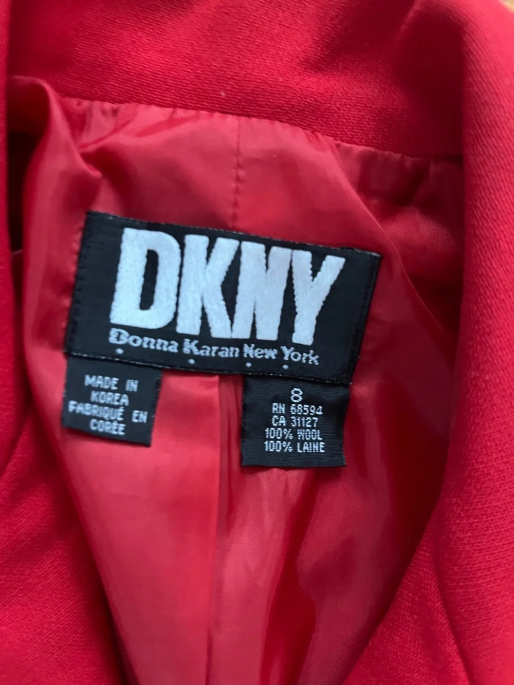 VTG DKNY/ Donna Karan red 100% wool double breasted jacket